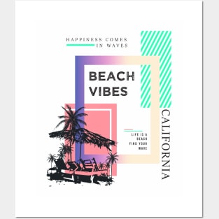 Summer California Beach Vibes Typography Posters and Art